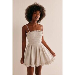 Free People Free-est Josephine Bustle Tube Mini Dress Smocked Ruffle S 283159